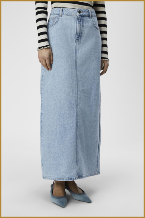 OBJECT -OBJELLEN MW LONG DENIM SKIRT NOOS-light blue denim -OBJ240068