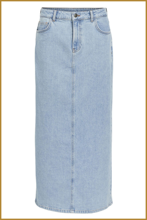 OBJECT -OBJELLEN MW LONG DENIM SKIRT NOOS-light blue denim -OBJ240068