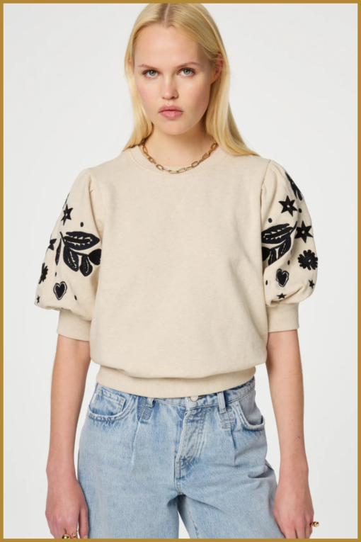 FABIENNE CHAPOT -Henriette sweater oatmeal melange -FAB240056