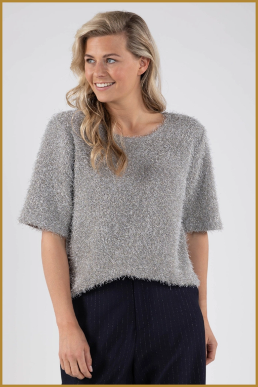 NUKUS - Octavia Top Lurex silver - NUK240015