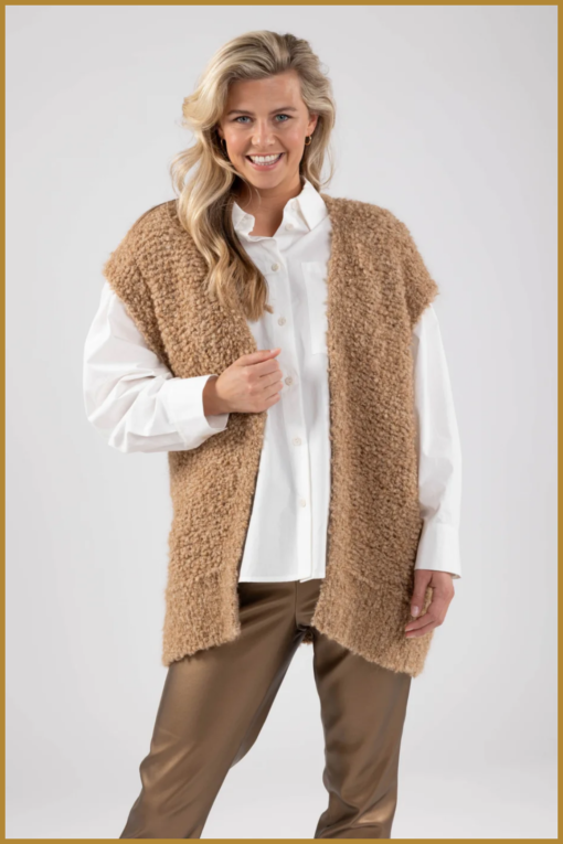 NUKU- Gilly gillet lurex camel-NUK240014