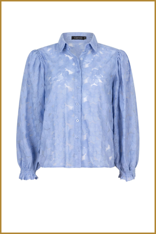 YDENCE - Blouse Birdie blauw -YDE240069