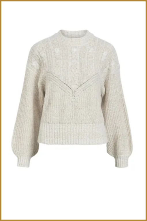 OBJECT - OBJNOVA STELLA CABLE KNIT beige-OBJ240051