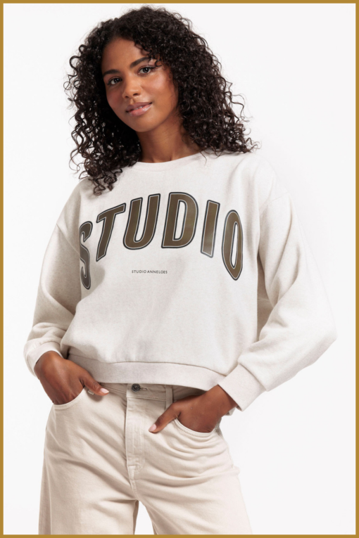 STUDIO ANNELOES -Puck logo sweater grey -STU240323