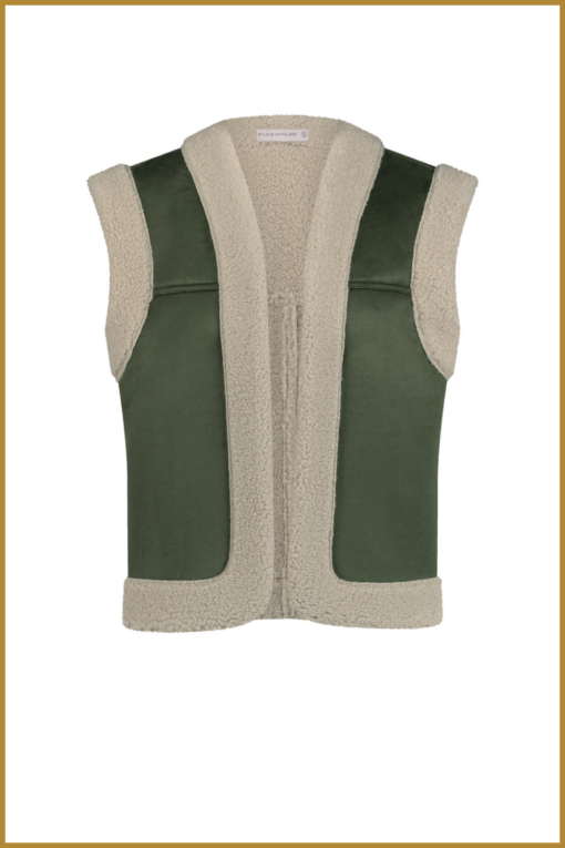 STUDIO ANNELOES - Donna lammy waistcoat groen -STU240338