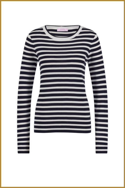 STUDIO ANNELOES - Luna stripe pullover blauw wit -STU240311