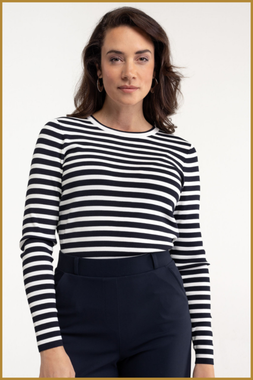 STUDIO ANNELOES - Luna stripe pullover blauw wit -STU240311