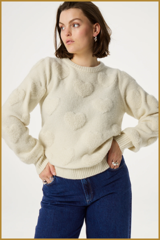 FABIENNE CHAPOT - Bibian Heart Pullover warm white -FAB240080