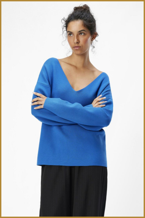 OBJECT - OBJREYNARD V-NECK PULLOVER kobalt -OBJ240074