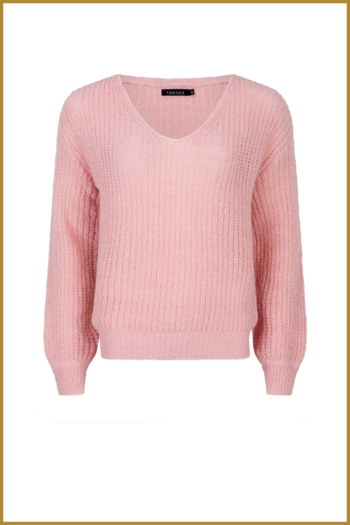 YDENCE - Knitted sweater Maxime roze-YDE240054