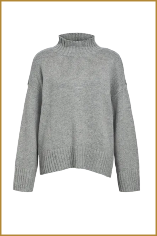 OBJECT - OBJAGNES LO LS H.NECK KNIT PULLOVER grijs - OBJ240043