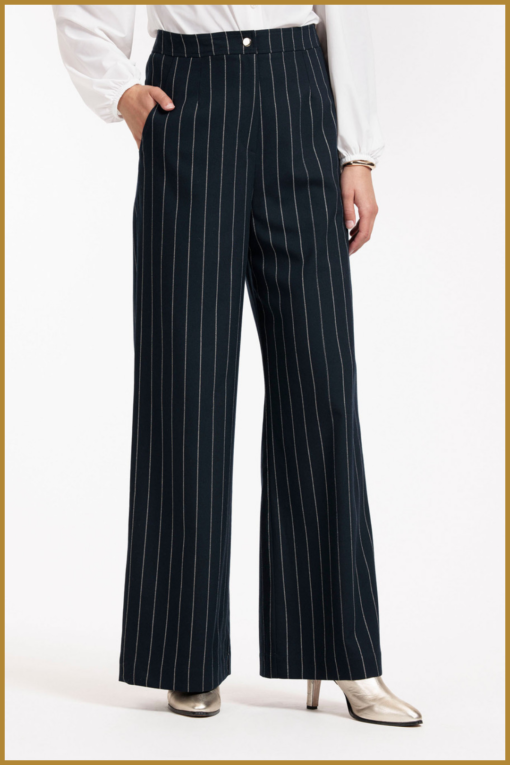 STUDIO ANNELOES - Holly gold pinstripe trousers blauw -STU240329