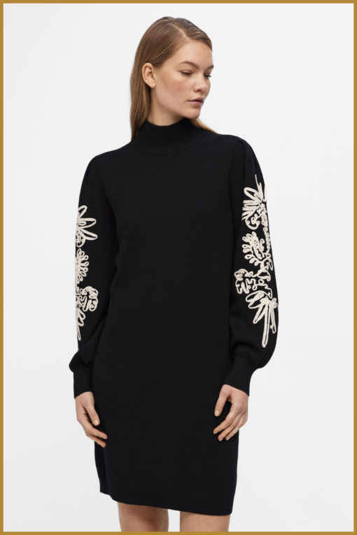 OBJECT -OBJJOANA L/S KNIT DRESS zwart -OBJ24