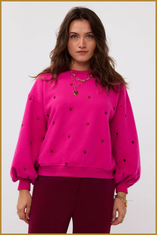 YDENCE-Sweater hearts rose-YDE240091