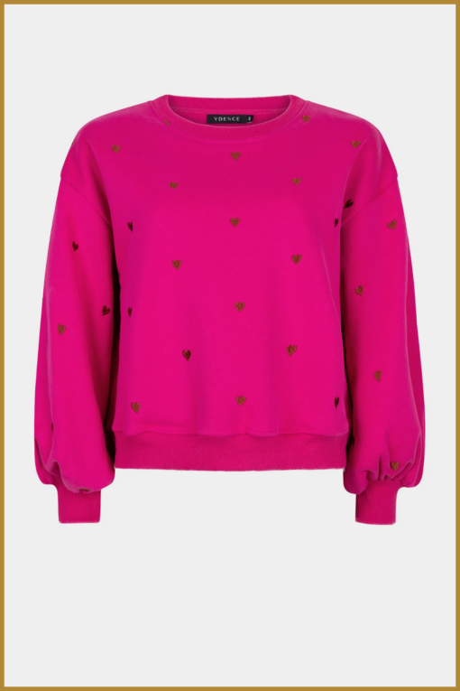 YDENCE-Sweater hearts rose-YDE240091 - Afbeelding 2