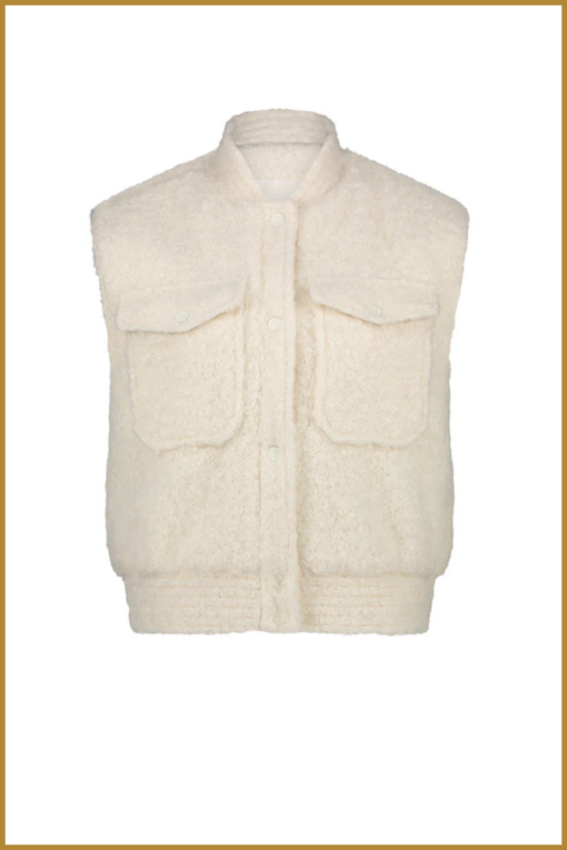 NUKUS-Mia gillet boucle offwhite-NUK250054 - Afbeelding 2