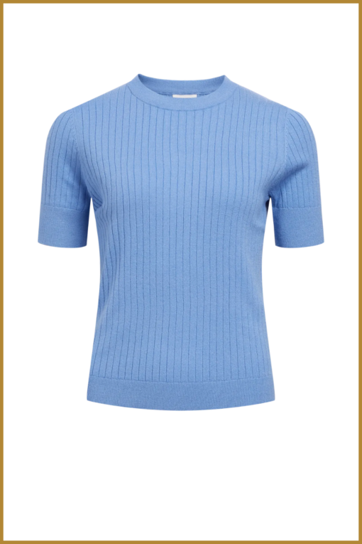 OBJECT - OBJNOELLE S/S KNIT T-SHIRT NOOS blauw-OBJ250017 - Afbeelding 2