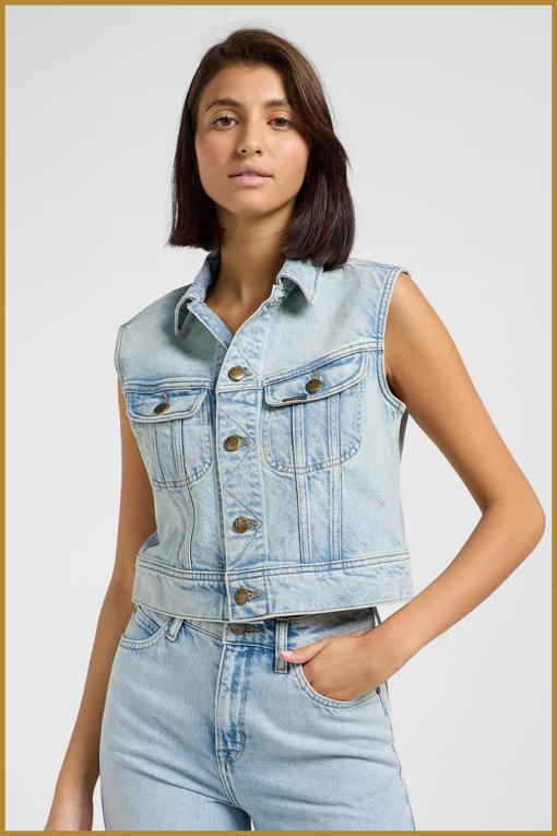 LEE-Cropped rider vest blauw-LES250009