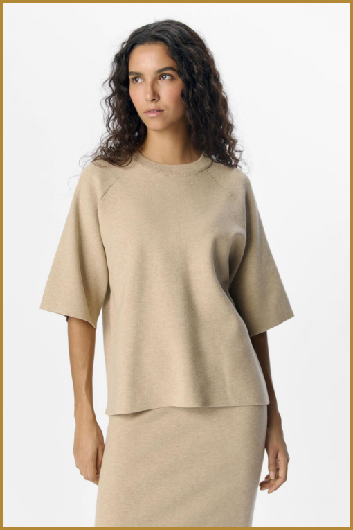 OBJECT- OBJREYNARD 2/4 KNIT PULLOVER beige-OBJ250019