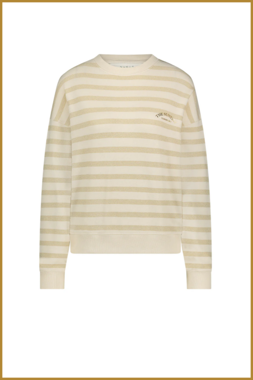 NUKUS-Noa pullover stripes-Off white-NUK250014 - Afbeelding 2