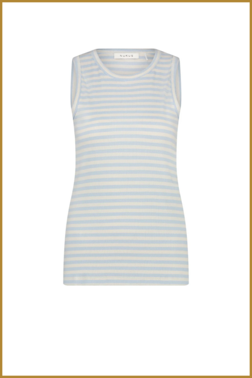 NUKUS-  Stefania Singlet Stripes offwhite blauw-NUK250101 - Afbeelding 2